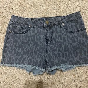 Grey Leopard Forever 21 Raw Edge Denim Shorts